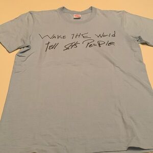 Supreme Buju Banton Wake the World Tee Size Small Color: Light Blue
